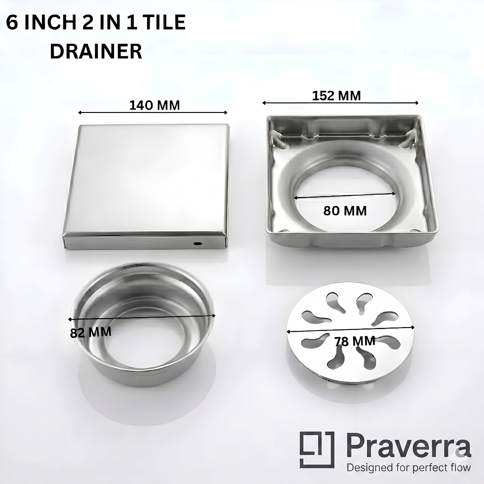 Praverra Square Tile Drainer view 2